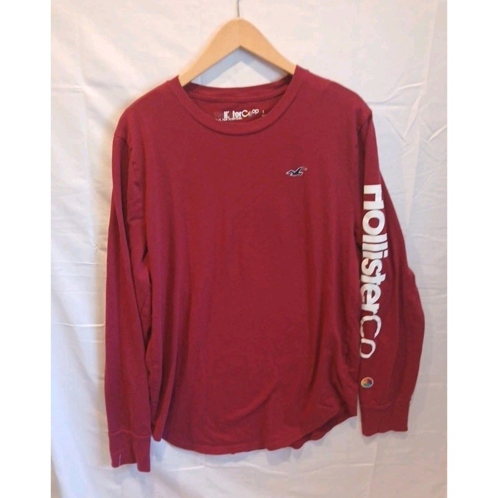 Hollister Graphic Shirt Long Sleeve Crew Neck Men's Size Large Y2K 90s